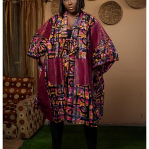 QUEEN AMINA KIMONO Ankara With Asooke Panels