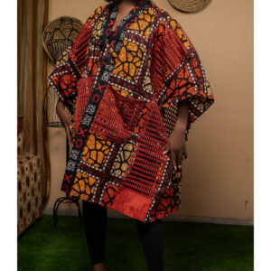 QUEEN AMINA KIMONO ANKARA WITH ASOOKE PANELS