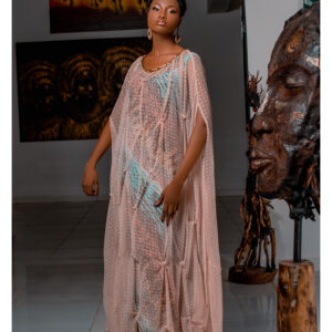 Tulle mesh pinched poncho
