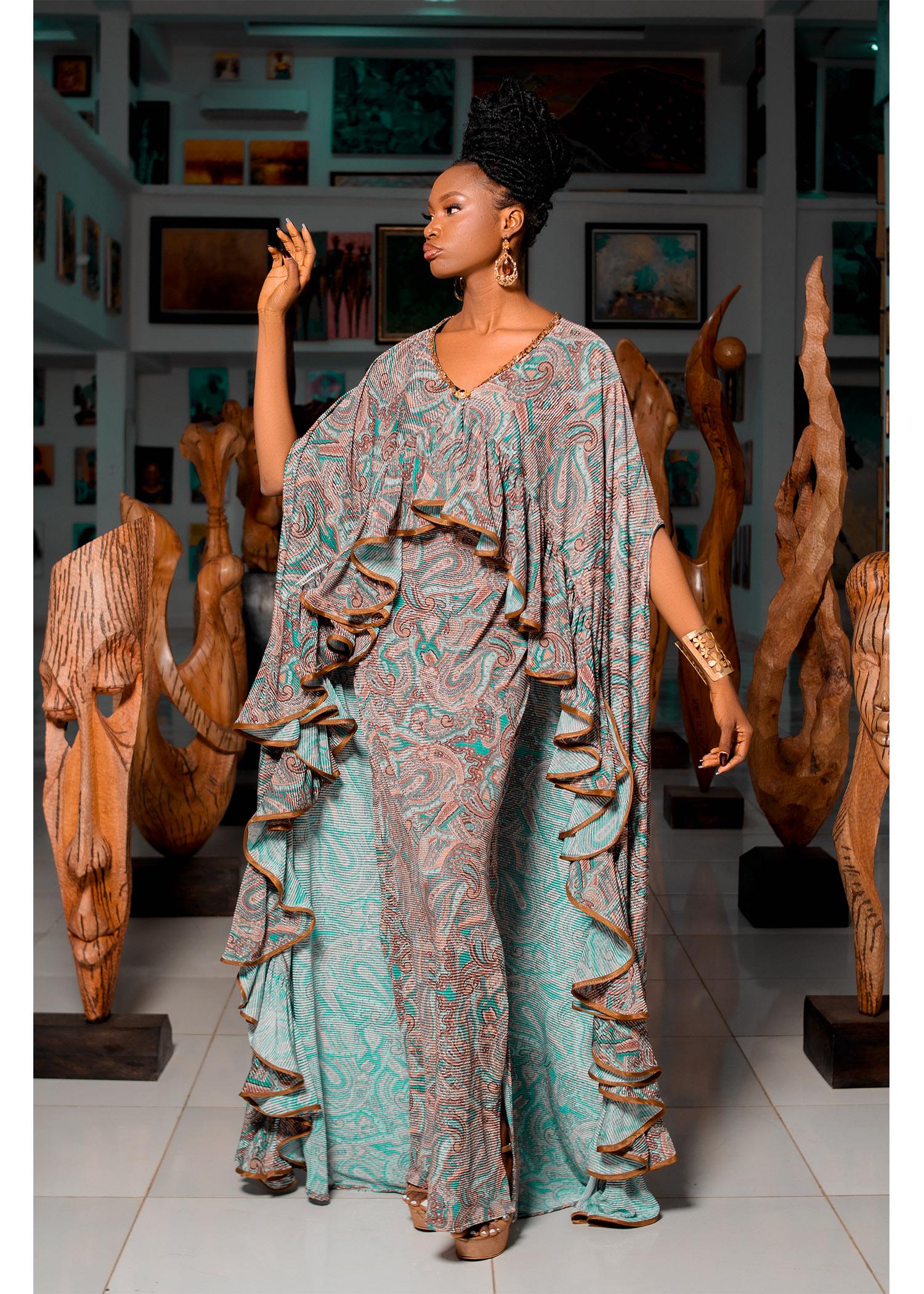 Rasha Cape Dress - Green main image 1