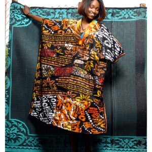 KIKE V-neck patchwork caftan