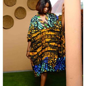 KIKE V-neck patchwork caftan