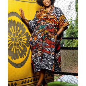 KIKE V-neck Patchwork Caftan