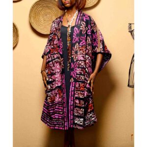 Burgundy/fuschia tones Queen AMINA patchwork kimono