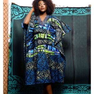KIKE V-neck Patchwork Caftan