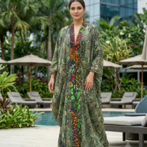 ANIMAL PRINT SILKY BATWING KIMONO