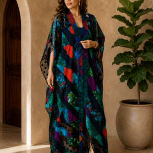 Draped Sleeve (Batwing) Patchwork Wax Print Kimono