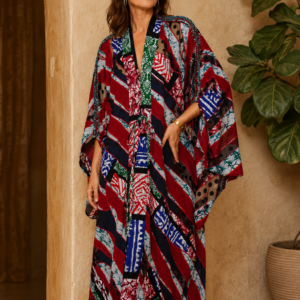 Draped Sleeve (Batwing) Patchwork Wax Print Kimono